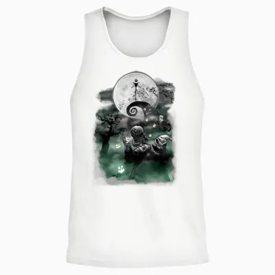 Disney - the Nightmare Before Christmas Haunted Scene Unisex Tank Top - White