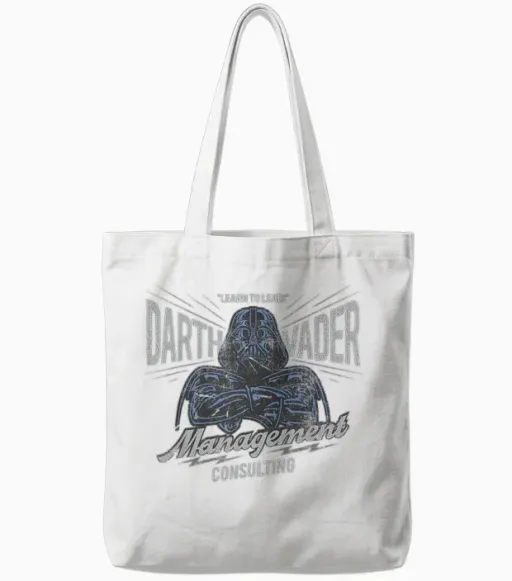 Star Wars Darth Vader Management Consulting Vintage Tote Bags in White