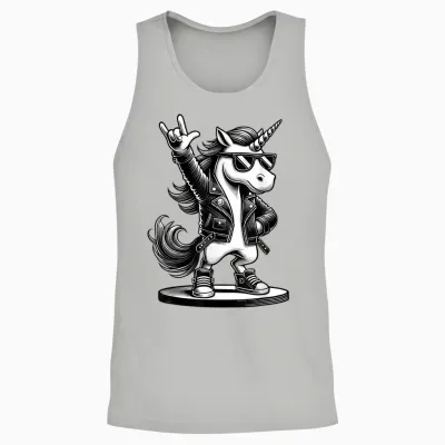 Rock Music & Heavy Metal Rocker, Funny Unicorn Rockhand T-Shirt, Black Unisex Tank Top - Ash
