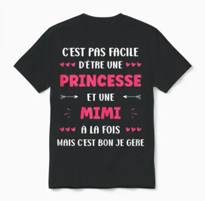 Princess Super Mimi Girl Name Funny Mimi T-Shirt, Black, Female X-Small Unisex T-Shirt - Black