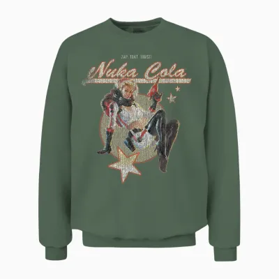 Fallout Video Game Retro Nuka Cola Ad Unisex Sweatshirt - Military Green