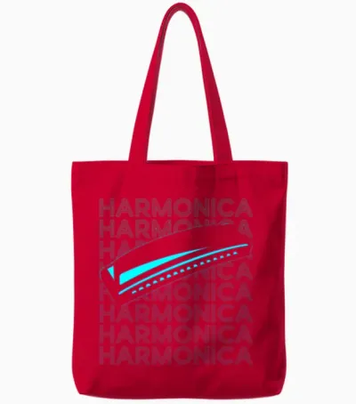 Harmonica Player Harmonicist Retro Tote Bags - Red