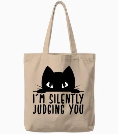 Funny Cat Quote Tote Bags - Natural