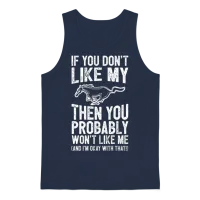 Mustang Horse - You Probably Won't Like Me Unisex Tank Top - Navy – 1