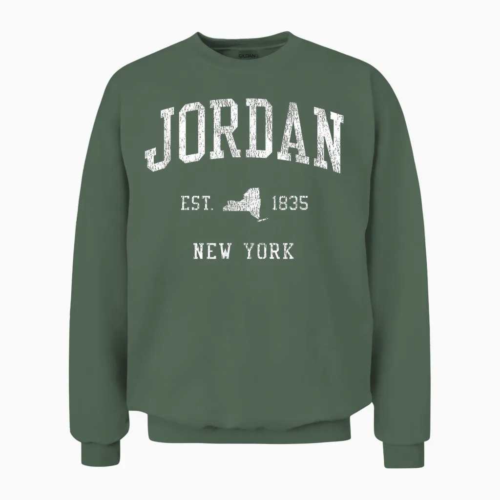 Jordan Ny Vintage Athletic Sports Js01 Unisex Sweatshirt in Military Green