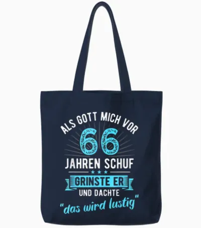 66th Birthday as God Me Ago 66 Years Created T-Shirt, Black Tote Bags - Navy