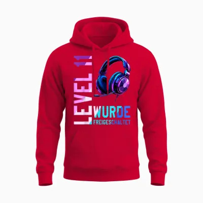 11. Geburtstag Junge Mädchen 11 Jahre Level 11 Unisex Hoodie - Red