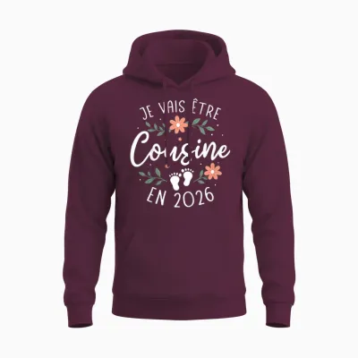 I Will Be Cousin in 2026 - Pregnancy Cousine Unisex Hoodie - Maroon