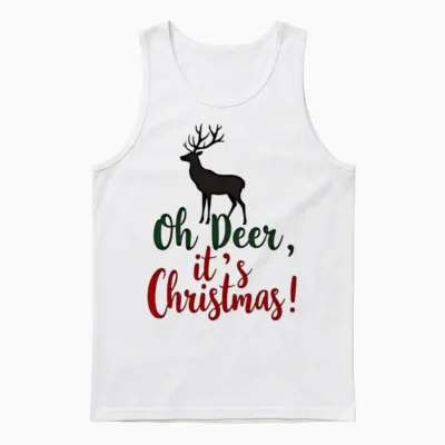 Oh Deer It's Christmas Unisex Tank Top - White