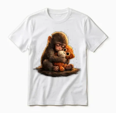 Cute Baby Monkey Punch Viral Zoo Japan Design Unisex T-Shirt - White