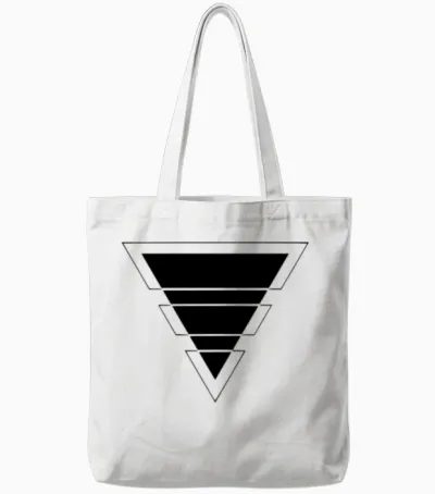 Triangle Trend Design Black Tote Bags - White