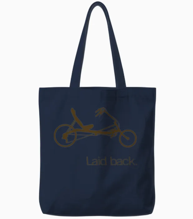 Laid Back Recumbent T Tote Bags in Navy