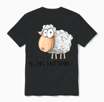 Hypnotao Shop Official Sleep Shirt Sheep Pyjamas Nightdress T-Shirt Grey Small Unisex Classic Cartoon Sheep Sleep Unisex T-Shirt - Black