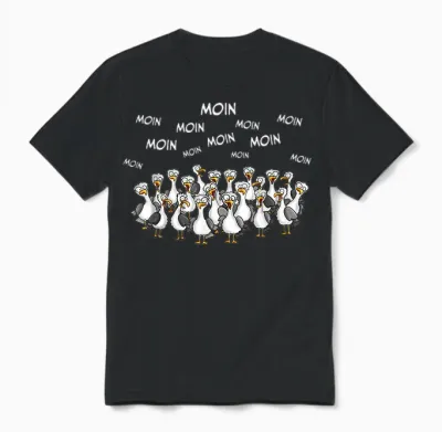 Moin Funny North Sea Seagull Seagulls Sabbel Moin-Moin T-Shirt, Black Unisex T-Shirt - Black