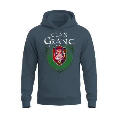 Grant Surname Scottish Clan Tartan Crest Badge Unisex Hoodie - Dark Heather