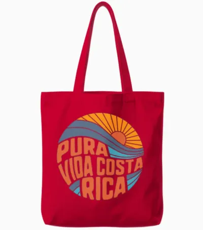 Pura Vida Costa Rica Shirt, Vintage Sunset Tote Bags - Red