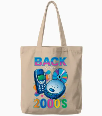 Back to the 2000s Retro Design Vintage Theme Party Tote Bags - Natural