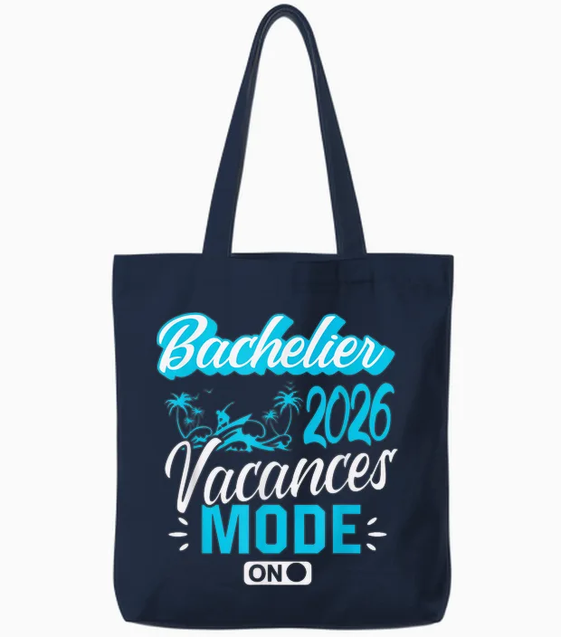 Baccalauréat 2026 Cadeau Réussite Bac Vacances Surf Océan Tote Bags in Navy
