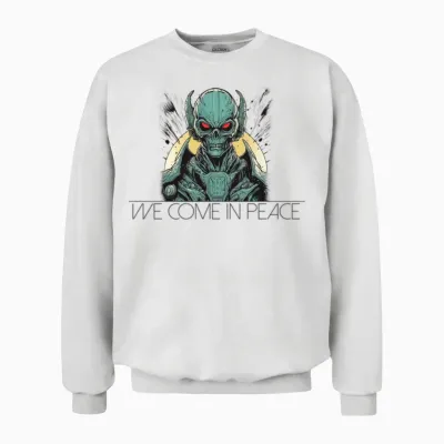 We Come in Peacealien Ufo Commander Unisex Sweatshirt - White