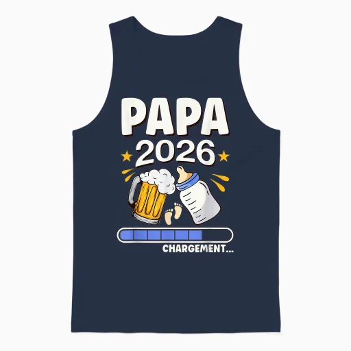 Papa 2026 Loading – Announcement Pregnancy Future Dad Surprise Unisex Tank Top - Navy