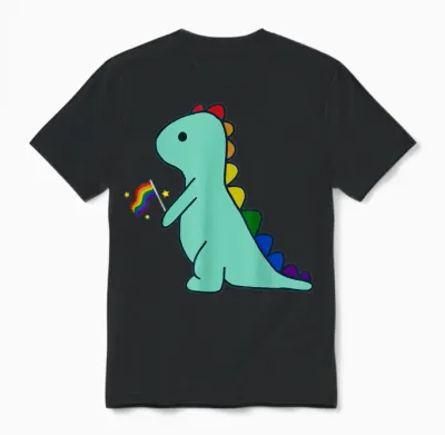 Lgbtq Allysaurus Dinosaurier Regenbogen Flagge Ally Gay Pride Monat Unisex T-Shirt - Black