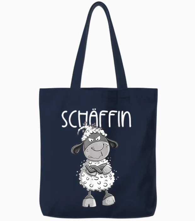 T-Shirt with German Text "cooles Schäffin Schaf Für Die Chefin Vorgesetzte Teamleiter Tote Bags in Navy