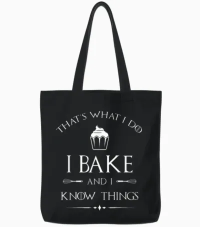 I Bake and I Know Things - Funny Pastry Baker - Baking Gift T-Shirt Small Tote Bags - Black