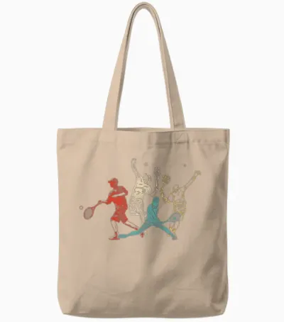 Funny Tennis Player Racket Retro Tote Bags - Natural