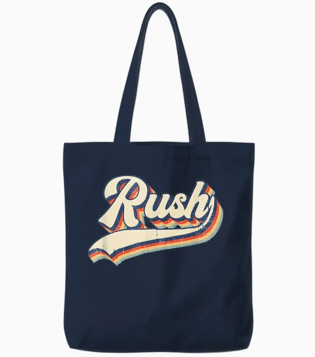 Rush Surname Vintage Retro Gift Men Women Boy Girl Tote Bags in Navy