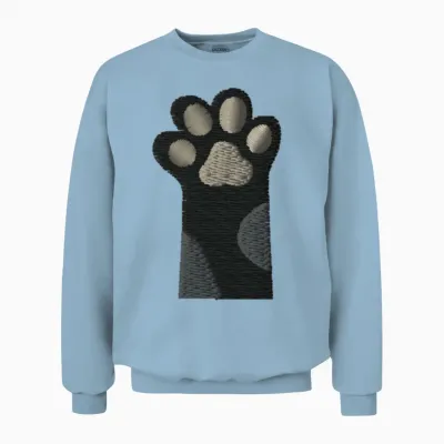 Cat Toes Embroidered Unisex Sweatshirt - Light Blue