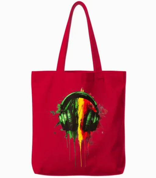 Rasta Reggae Casque Audio Jamaican Pride Tote Bags - Red