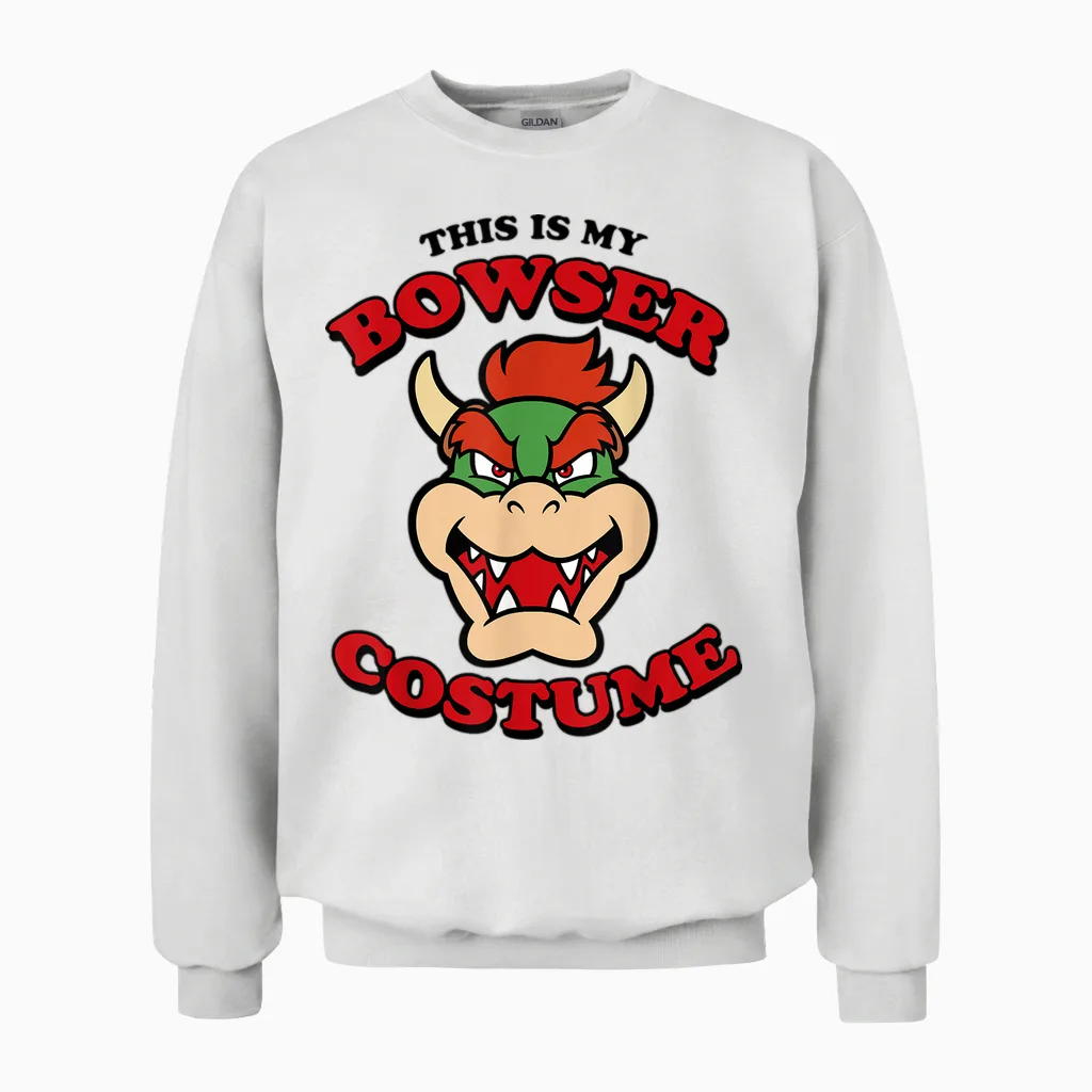 Nintendo Super Mario Bowser Costume Graphic Unisex Sweatshirt in White