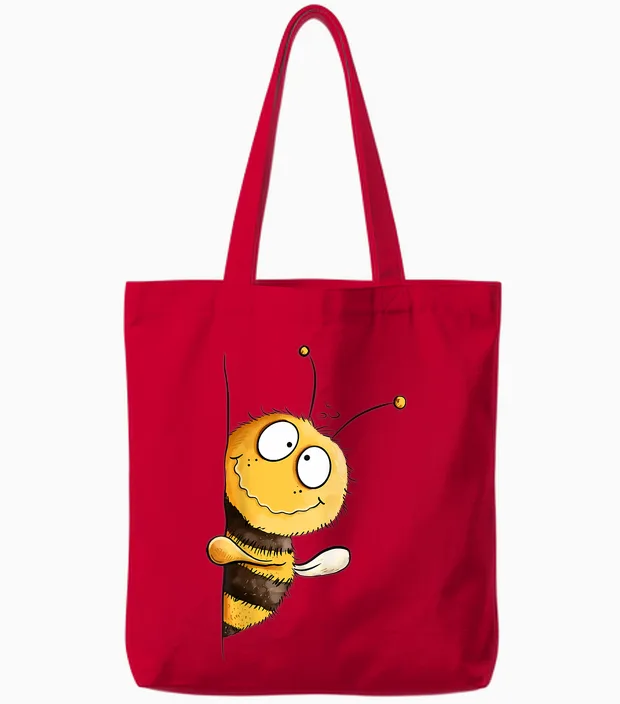 Süße Biene Cartoon Handgezeichnetes Hummel Motiv Tote Bags in Red