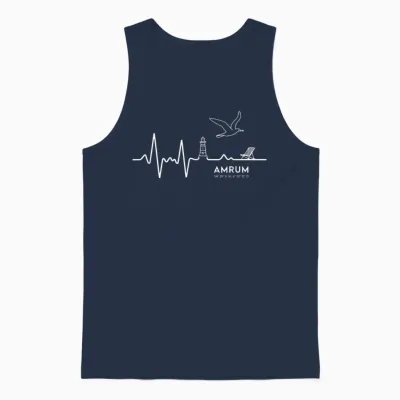 Amrum Nordsee Leuchtturm Möwe Herzschlag Reise Liebe Unisex Tank Top - Navy
