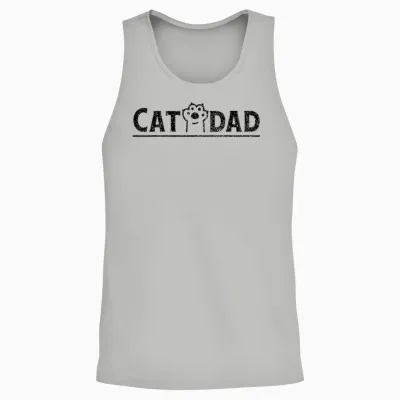 Worlds Best Cat Dad Ever Vintage Cat Dad Father Day Men Unisex Tank Top - Ash