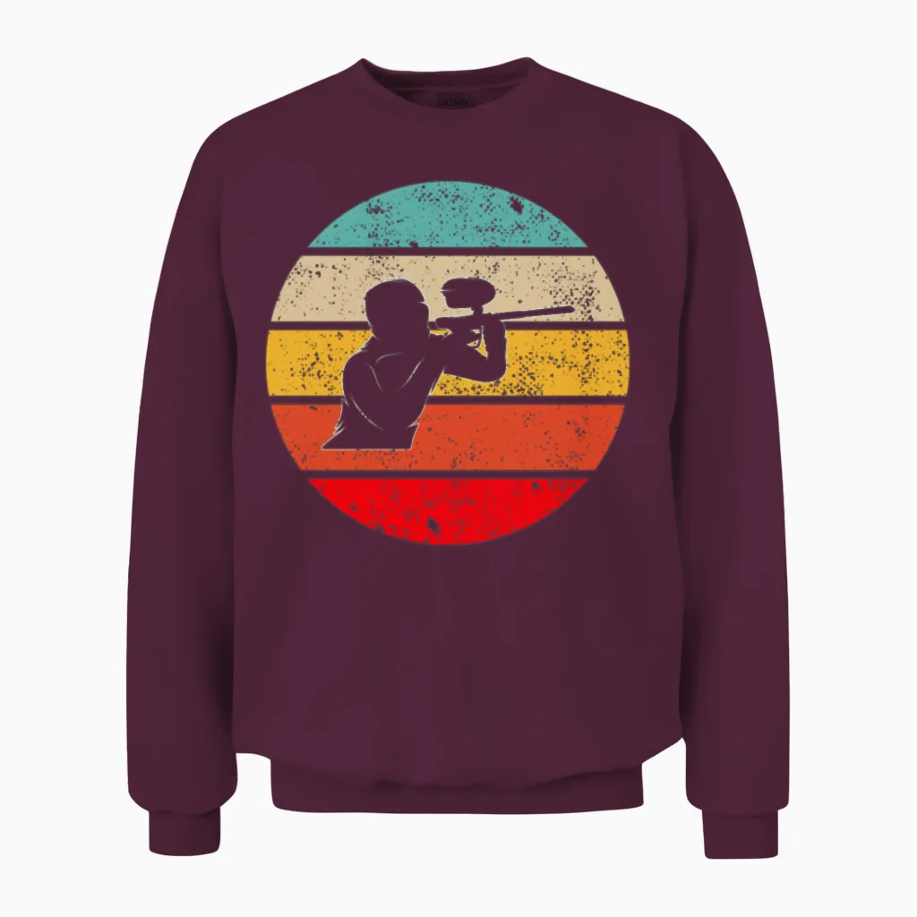Paintball Retro Unisex Sweatshirt in Maroon