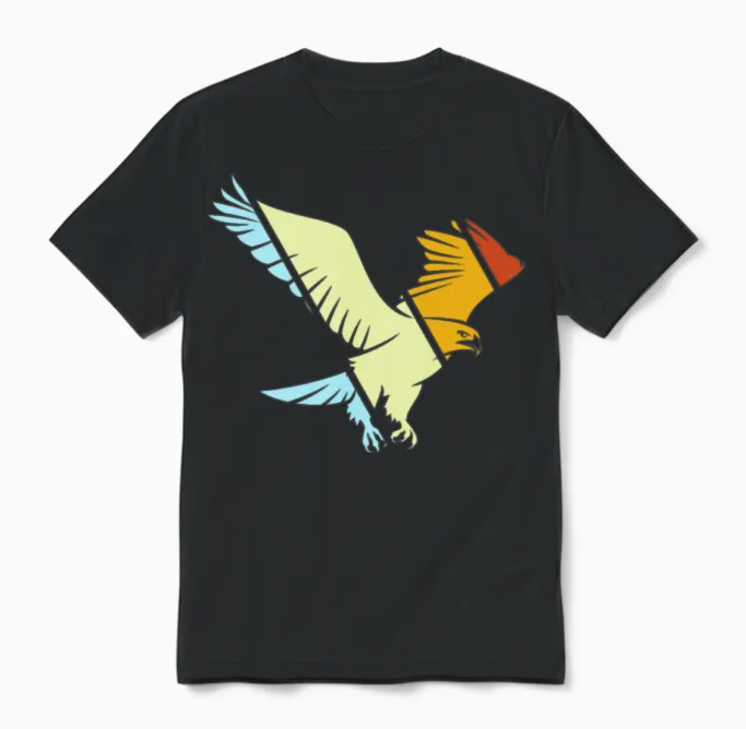 Eagle Retro Wildlife Unisex T-Shirt in Black