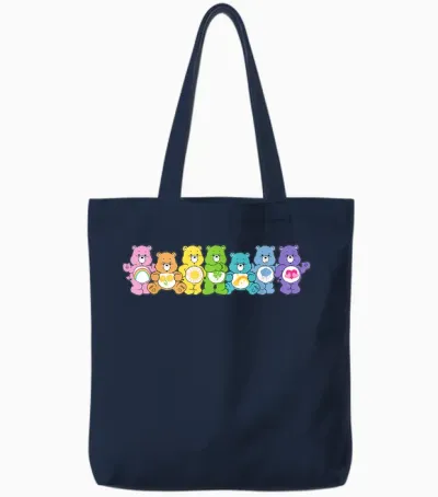 Care Bears Rainbow Kingdom Original Bears Line Up Tote Bags - Navy
