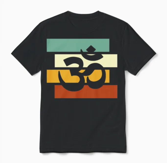 Meditation Retro Unisex T-Shirt in Black