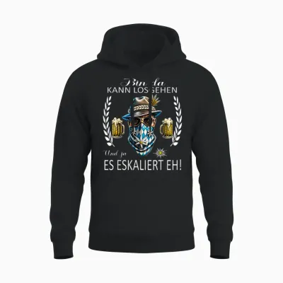 Grantler Trachten Herren Tracht Lausbua Passend Oktoberfest Unisex Hoodie - Black