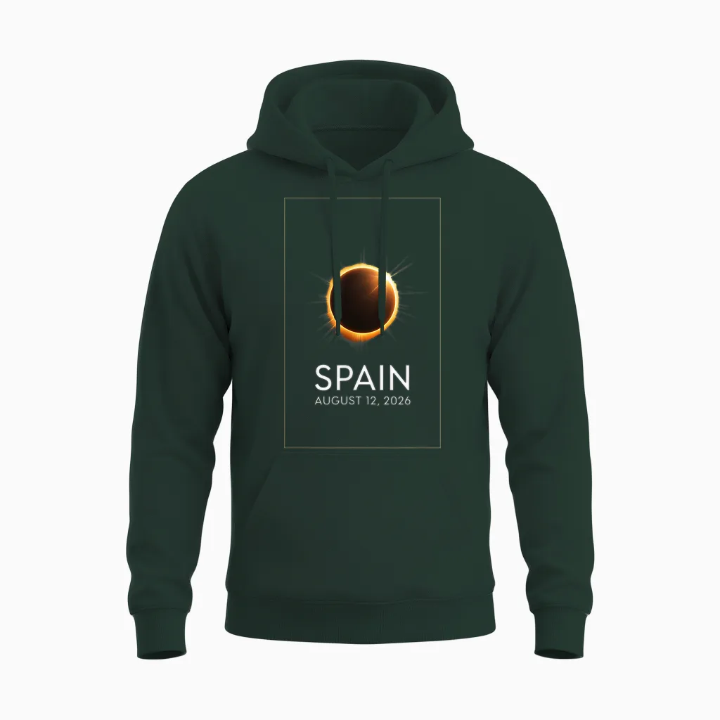 Eclipse Solaire 12 Août 2026 Espagne Total Unisex Hoodie in Forest