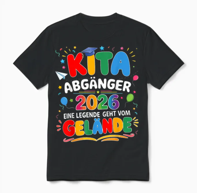 Kita Abgänger 2026 Einschulung Schulkind Junge Mädchen Unisex T-Shirt in Black