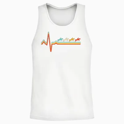 Horse Retro Heartbeat Unisex Tank Top - White