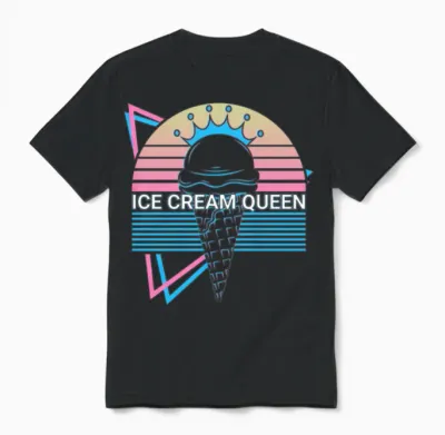 Ice Cream Retro Unisex T-Shirt - Black