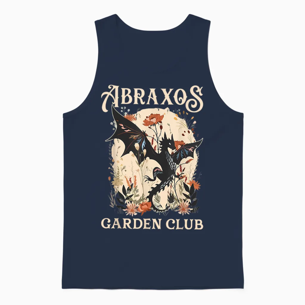 Abraxos Flower Garden Club Flower Shirt, Fantasy Book Lover Unisex Tank Top in Navy