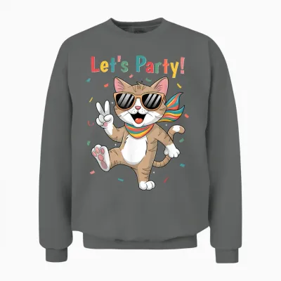 Katze Let's Party Outfit Damen Herren Junge Mädchen Katzen Unisex Sweatshirt - Graphite Heather