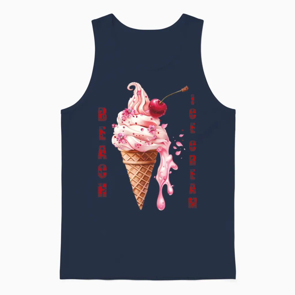 Beach Ice Cream Delight - Summer & Unisex Tank Top in Navy