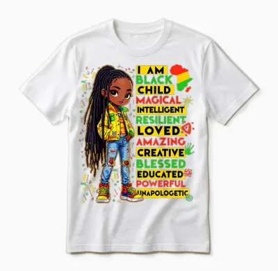 I Am Black Child History Month African American Kids Girls Unisex T-Shirt - White