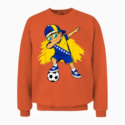 Bosnische Flagge Jungs Stolze Bosnien Fans Girls Unisex Sweatshirt - Orange