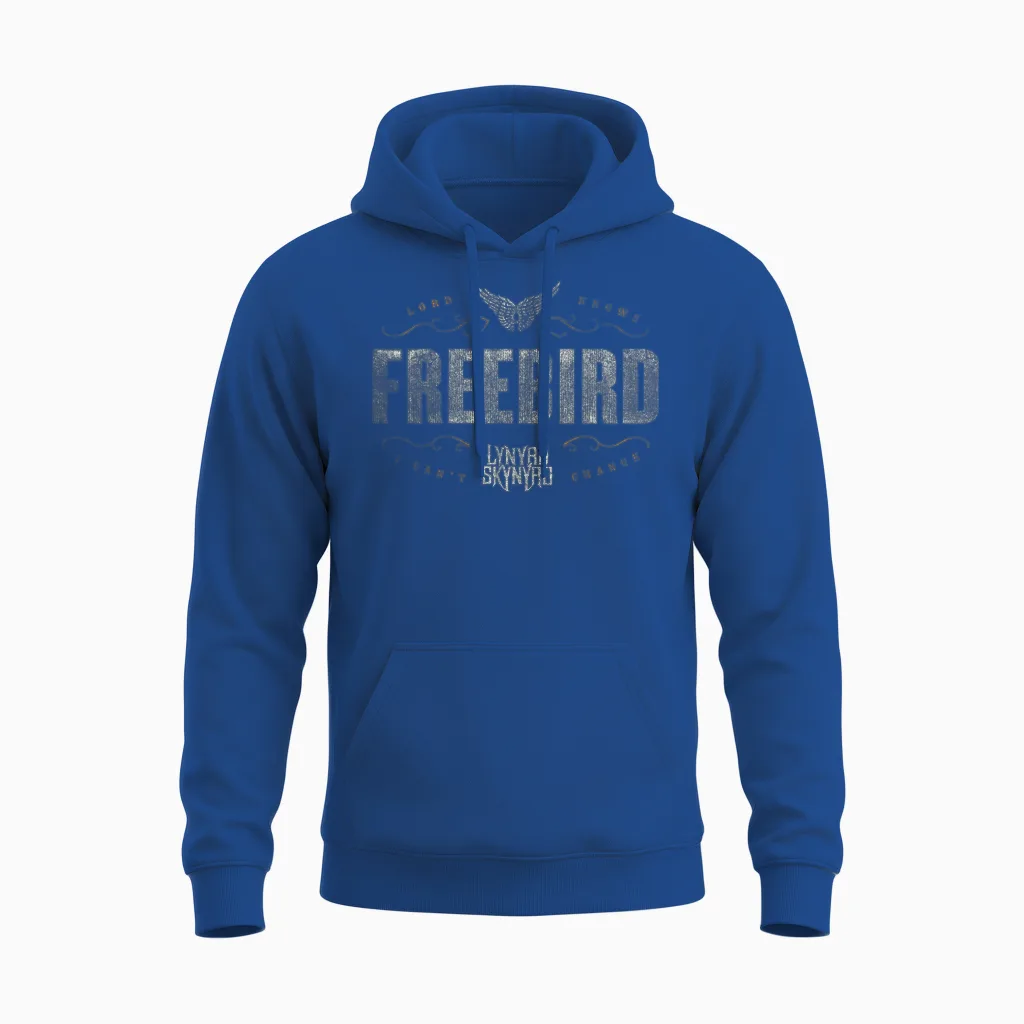 Lynyrd Skynyrd Logo Free Bird Lyrics Classic Rock Retro 70er Jahre Unisex Hoodie in Royal